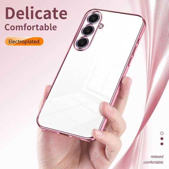 For Samsung Galaxy S25+ 5G Transparent Plating Fine Hole Phone Case(Gold)