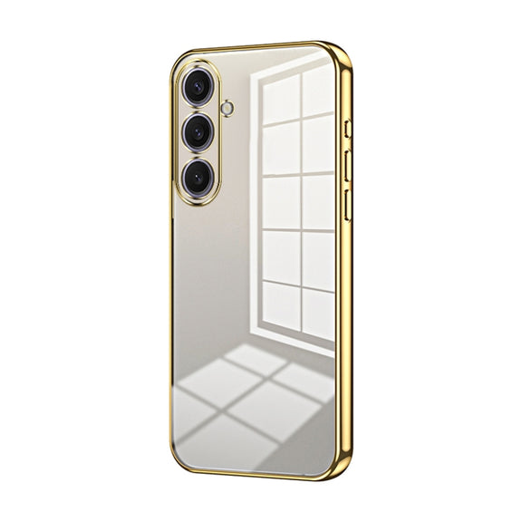For Samsung Galaxy S25+ 5G Transparent Plating Fine Hole Phone Case(Gold)