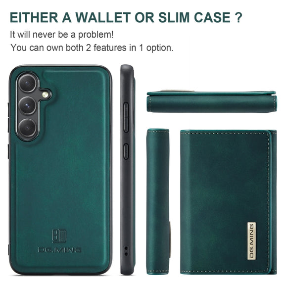 For Samsung Galaxy S24 FE 5G DG.MING M1 Series 3-Fold Multi Card Wallet + Magnetic Phone Case(Green)