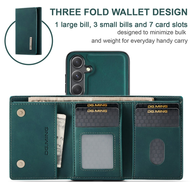 For Samsung Galaxy S24 FE 5G DG.MING M1 Series 3-Fold Multi Card Wallet + Magnetic Phone Case(Green)