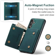For Samsung Galaxy S24 FE 5G DG.MING M1 Series 3-Fold Multi Card Wallet + Magnetic Phone Case(Green)