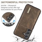For Samsung Galaxy S24 FE 5G DG.MING M1 Series 3-Fold Multi Card Wallet + Magnetic Phone Case(Coffee)
