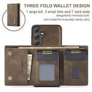 For Samsung Galaxy S24 FE 5G DG.MING M1 Series 3-Fold Multi Card Wallet + Magnetic Phone Case(Coffee)