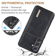 For Samsung Galaxy S24 FE 5G DG.MING M1 Series 3-Fold Multi Card Wallet + Magnetic Phone Case(Black)