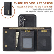 For Samsung Galaxy S24 FE 5G DG.MING M1 Series 3-Fold Multi Card Wallet + Magnetic Phone Case(Black)
