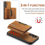 For Samsung Galaxy S24 FE 5G DG.MING M2 Series 3-Fold Multi Card Bag + Magnetic Phone Case(Brown)