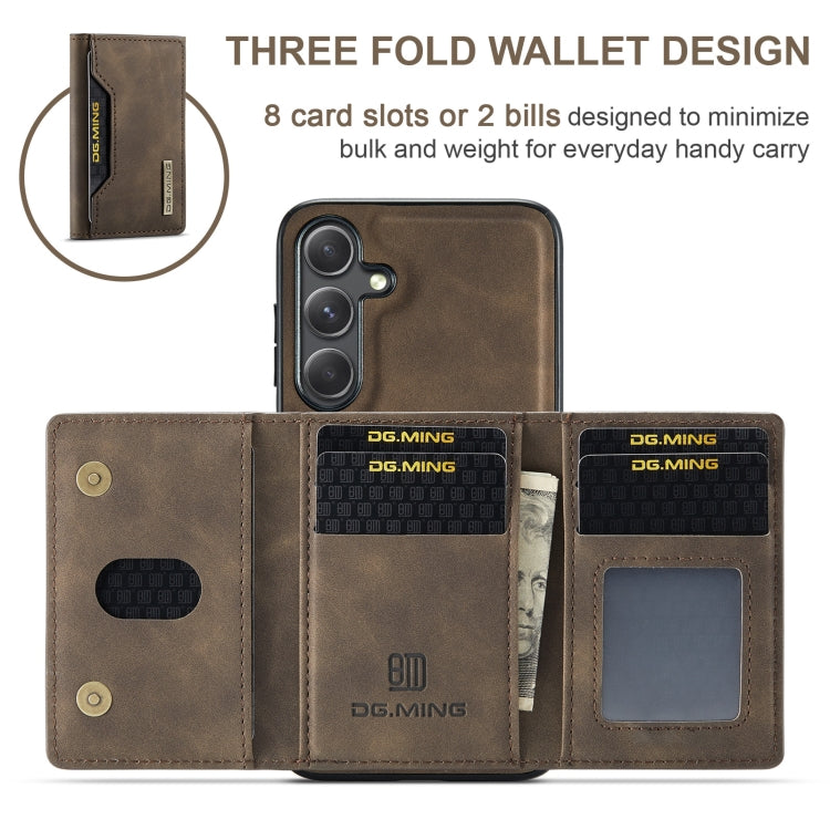 For Samsung Galaxy S24 FE 5G DG.MING M2 Series 3-Fold Multi Card Bag + Magnetic Phone Case(Coffee)