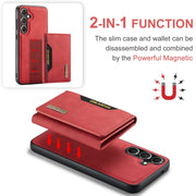 For Samsung Galaxy S24 FE 5G DG.MING M2 Series 3-Fold Multi Card Bag + Magnetic Phone Case(Red)