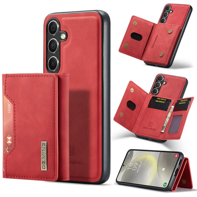 For Samsung Galaxy S24 FE 5G DG.MING M2 Series 3-Fold Multi Card Bag + Magnetic Phone Case(Red)