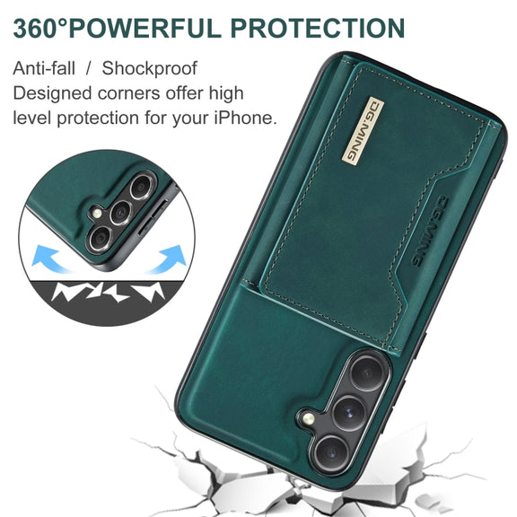 For Samsung Galaxy S24 FE 5G DG.MING M2 Series 3-Fold Multi Card Bag + Magnetic Phone Case(Green)