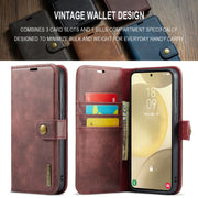 For Samsung Galaxy S24 FE 5G DG.MING Crazy Horse Texture Detachable Magnetic Leather Case(Red)