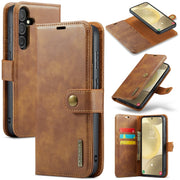 For Samsung Galaxy S24 FE 5G DG.MING Crazy Horse Texture Detachable Magnetic Leather Case(Brown)