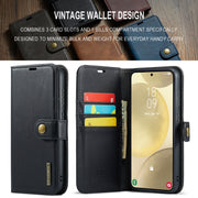 For Samsung Galaxy S24 FE 5G DG.MING Crazy Horse Texture Detachable Magnetic Leather Case(Black)