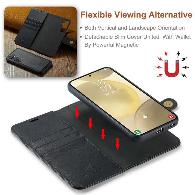 For Samsung Galaxy S24 FE 5G DG.MING Crazy Horse Texture Detachable Magnetic Leather Case(Black)