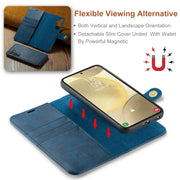 For Samsung Galaxy S24 FE 5G DG.MING Crazy Horse Texture Detachable Magnetic Leather Case(Blue)