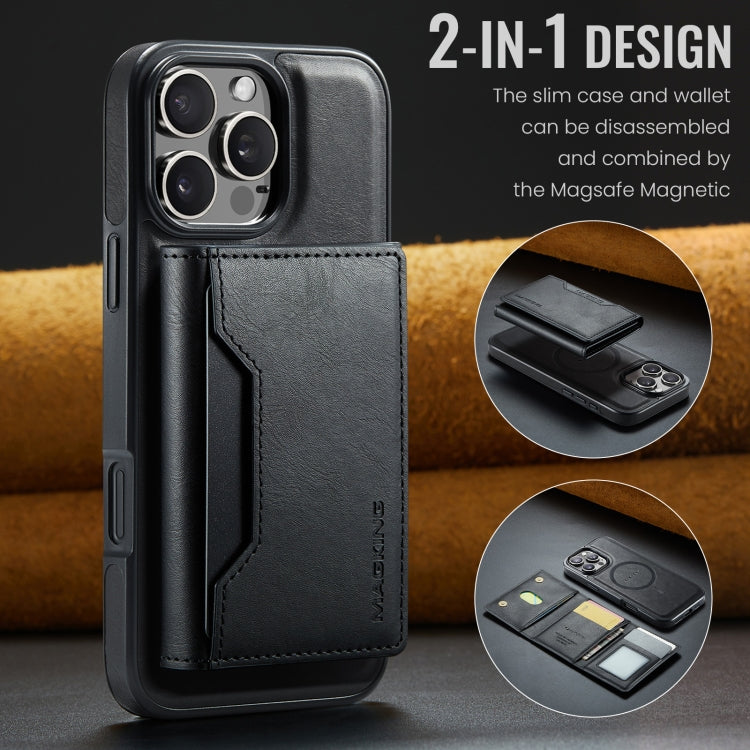 For iPhone 16 Pro Max DG.MING MAGKING-K2 Series MagSafe RFID Card Bag Detachable Phone Case(Black) - free shipping - PMC Jewellery - Order now!