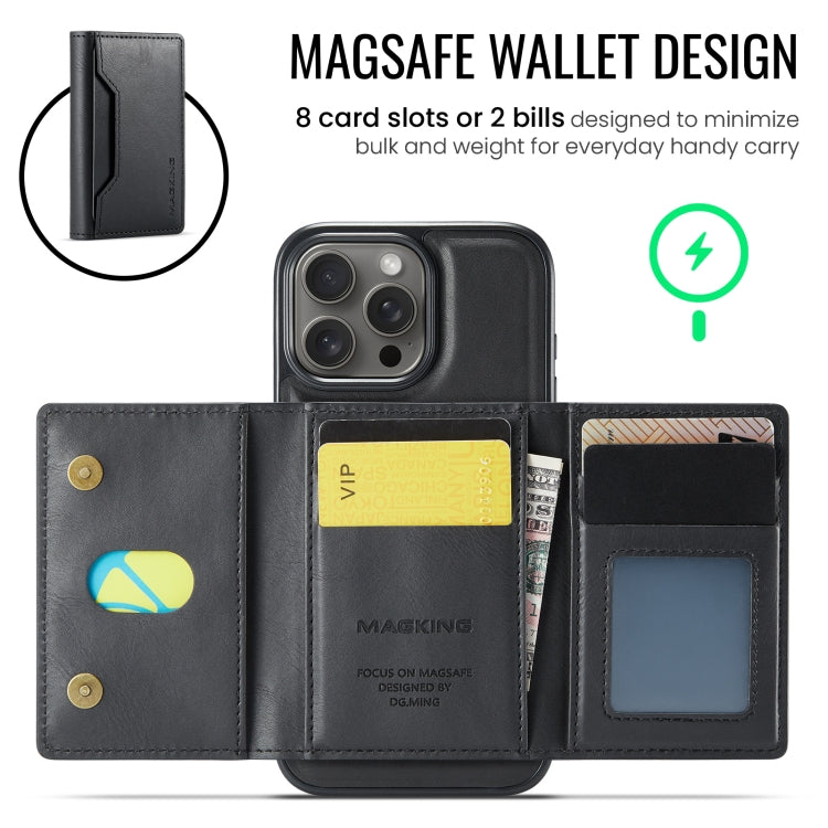 For iPhone 16 Pro Max DG.MING MAGKING-K2 Series MagSafe RFID Card Bag Detachable Phone Case(Black)