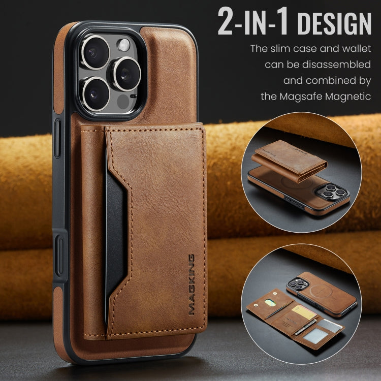 For iPhone 16 Pro Max DG.MING MAGKING-K2 Series MagSafe RFID Card Bag Detachable Phone Case(Brown) - free shipping - PMC Jewellery - Order now!