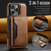For iPhone 16 Pro Max DG.MING MAGKING-K2 Series MagSafe RFID Card Bag Detachable Phone Case(Brown)