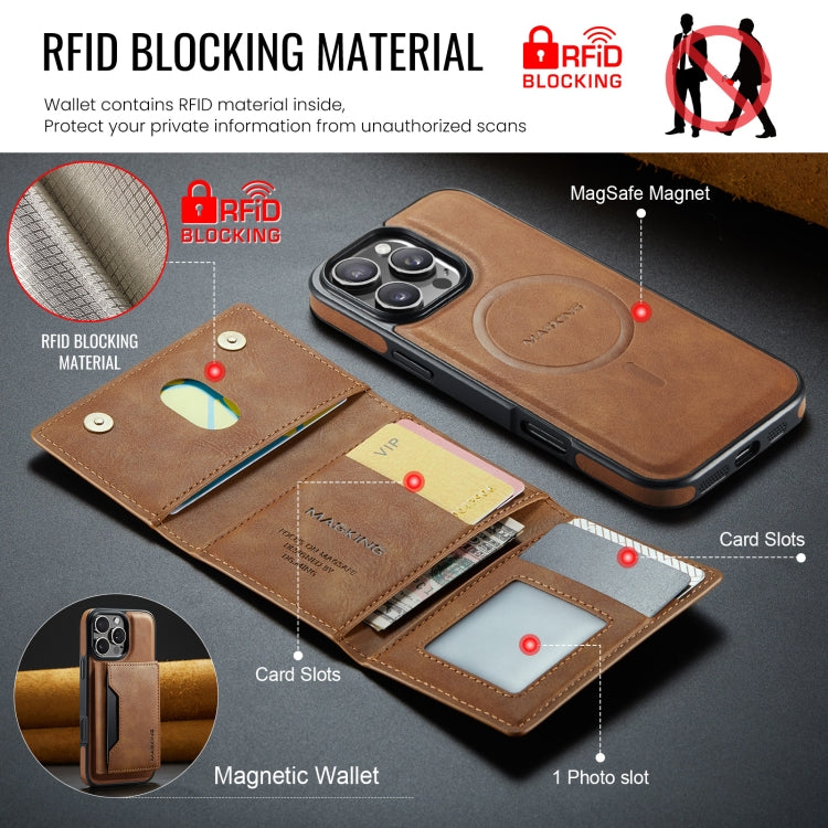 For iPhone 16 Pro Max DG.MING MAGKING-K2 Series MagSafe RFID Card Bag Detachable Phone Case(Brown) - free shipping - PMC Jewellery - Order now!