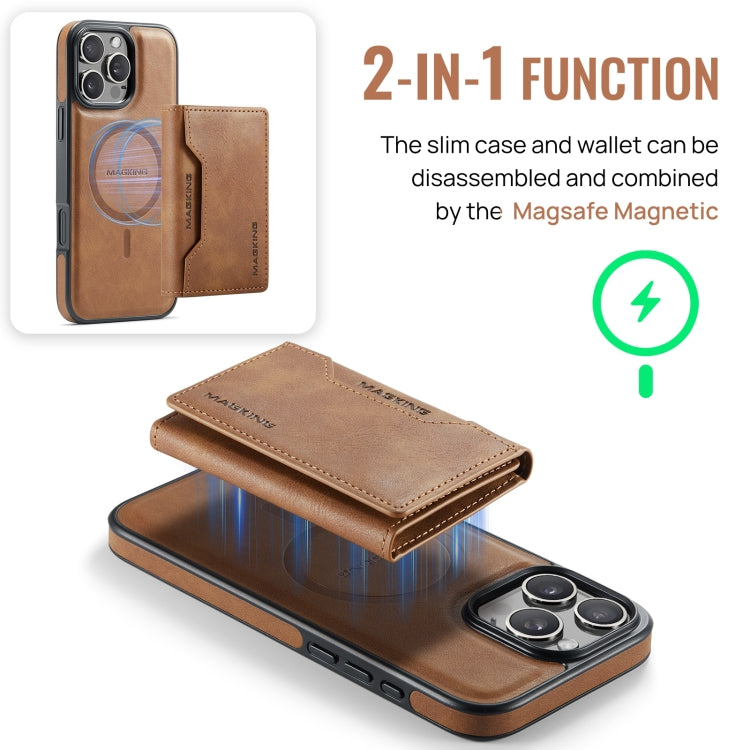 For iPhone 16 Pro Max DG.MING MAGKING-K2 Series MagSafe RFID Card Bag Detachable Phone Case(Brown) - free shipping - PMC Jewellery - Order now!