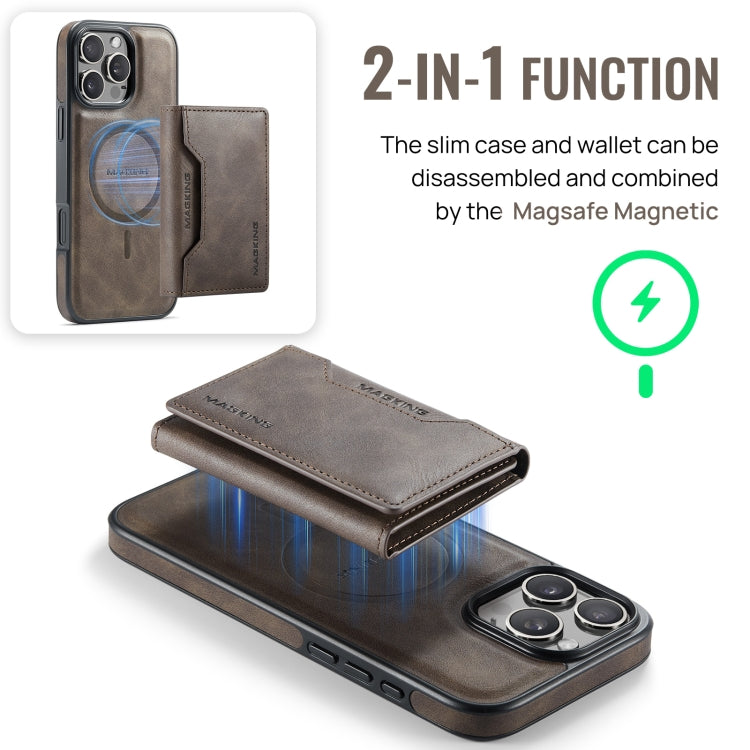 For iPhone 16 Pro Max DG.MING MAGKING-K2 Series MagSafe RFID Card Bag Detachable Phone Case(Coffee) - free shipping - PMC Jewellery - Order now!