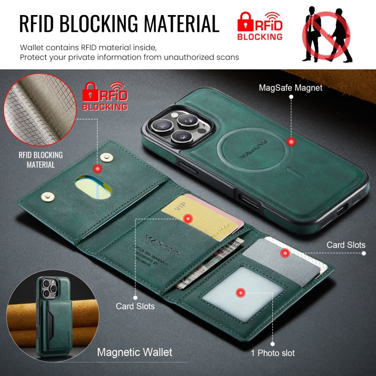 For iPhone 16 Pro Max DG.MING MAGKING-K2 Series MagSafe RFID Card Bag Detachable Phone Case(Green) - free shipping - PMC Jewellery - Order now!