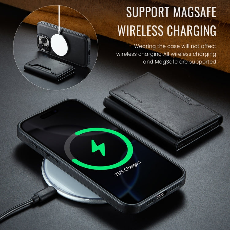For iPhone 16 Pro DG.MING MAGKING-K2 Series MagSafe RFID Card Bag Detachable Phone Case(Black)