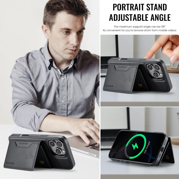 For iPhone 16 Pro DG.MING MAGKING-K2 Series MagSafe RFID Card Bag Detachable Phone Case(Black) - free shipping - PMC Jewellery - Order now!