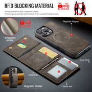 For iPhone 16 Pro DG.MING MAGKING-K2 Series MagSafe RFID Card Bag Detachable Phone Case(Coffee)