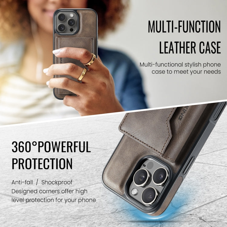For iPhone 16 Pro DG.MING MAGKING-K2 Series MagSafe RFID Card Bag Detachable Phone Case(Coffee)