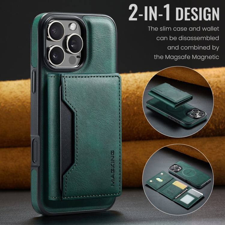 For iPhone 16 Pro DG.MING MAGKING-K2 Series MagSafe RFID Card Bag Detachable Phone Case(Green) - free shipping - PMC Jewellery - Order now!