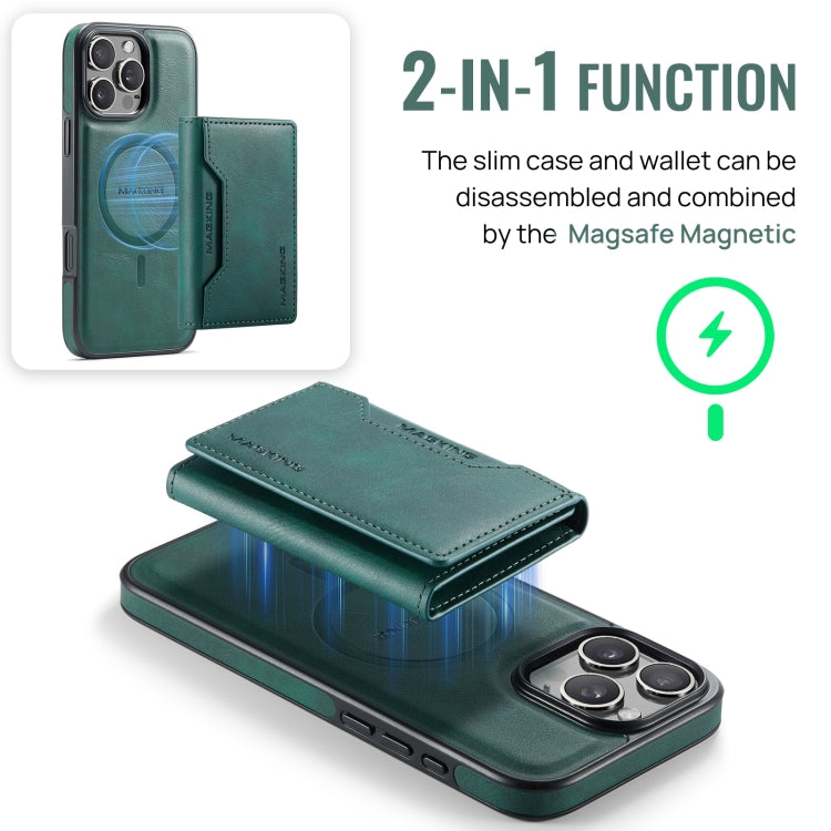 For iPhone 16 Pro DG.MING MAGKING-K2 Series MagSafe RFID Card Bag Detachable Phone Case(Green) - free shipping - PMC Jewellery - Order now!