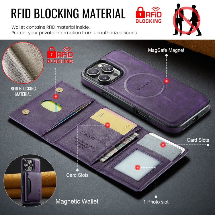 For iPhone 16 Pro DG.MING MAGKING-K2 Series MagSafe RFID Card Bag Detachable Phone Case(Purple) - free shipping - PMC Jewellery - Order now!