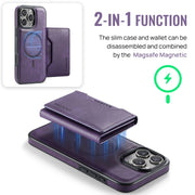 For iPhone 16 Pro DG.MING MAGKING-K2 Series MagSafe RFID Card Bag Detachable Phone Case(Purple)