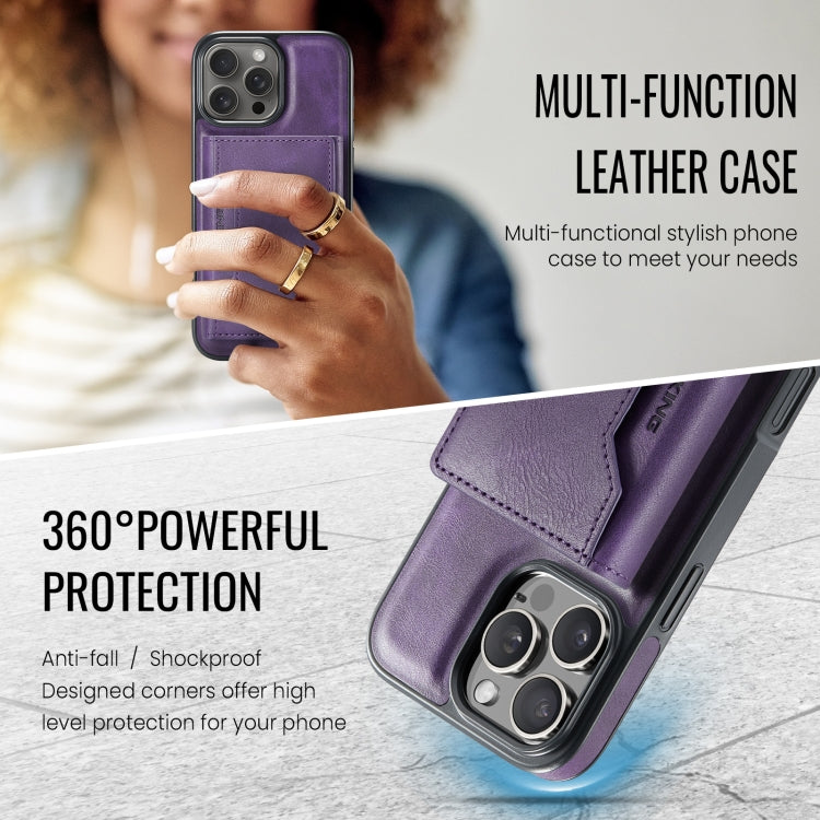 For iPhone 16 Pro DG.MING MAGKING-K2 Series MagSafe RFID Card Bag Detachable Phone Case(Purple)