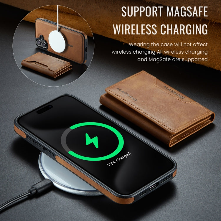 For iPhone 16 Plus DG.MING MAGKING-K2 Series MagSafe RFID Card Bag Detachable Phone Case(Brown) - free shipping - PMC Jewellery - Order now!