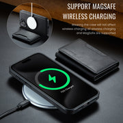 For iPhone 16 DG.MING MAGKING-K2 Series MagSafe RFID Card Bag Detachable Phone Case(Black)