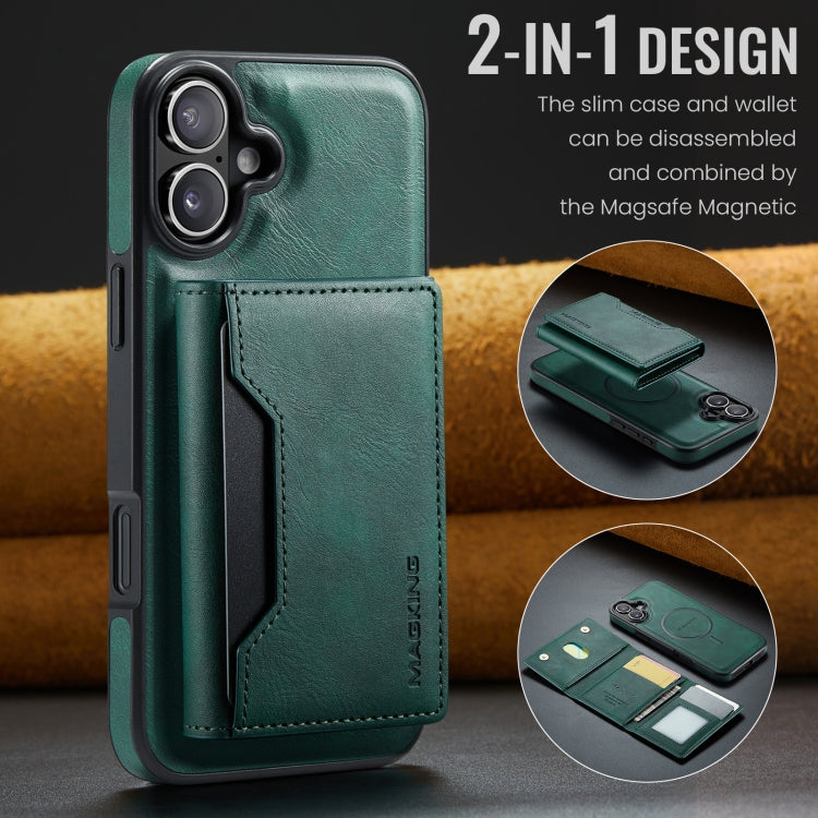 For iPhone 16 DG.MING MAGKING-K2 Series MagSafe RFID Card Bag Detachable Phone Case(Green) - free shipping - PMC Jewellery - Order now!