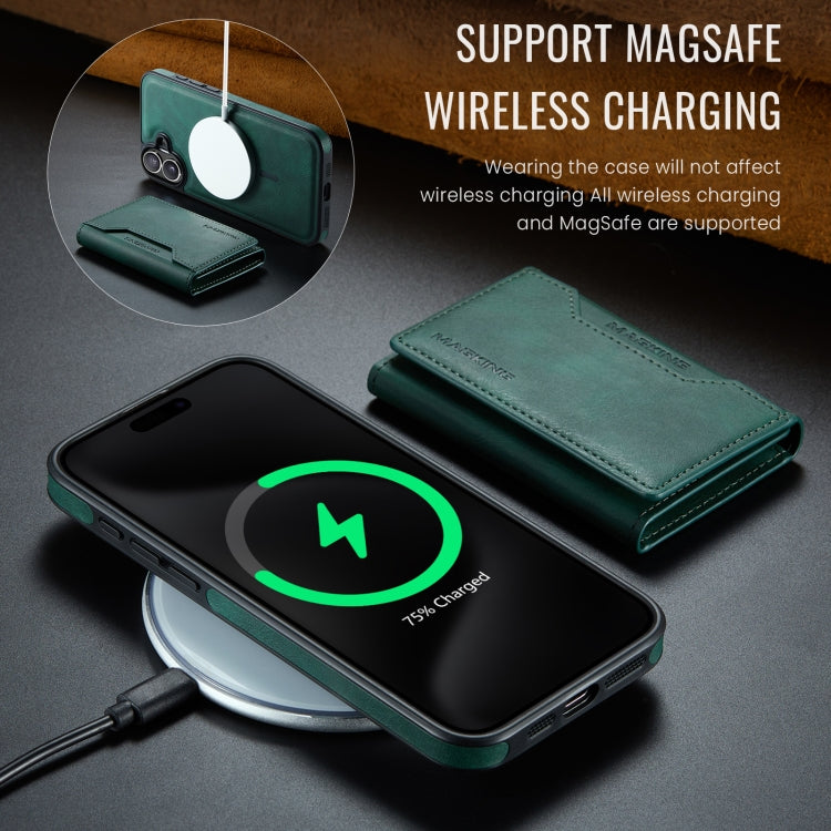 For iPhone 16 DG.MING MAGKING-K2 Series MagSafe RFID Card Bag Detachable Phone Case(Green) - free shipping - PMC Jewellery - Order now!