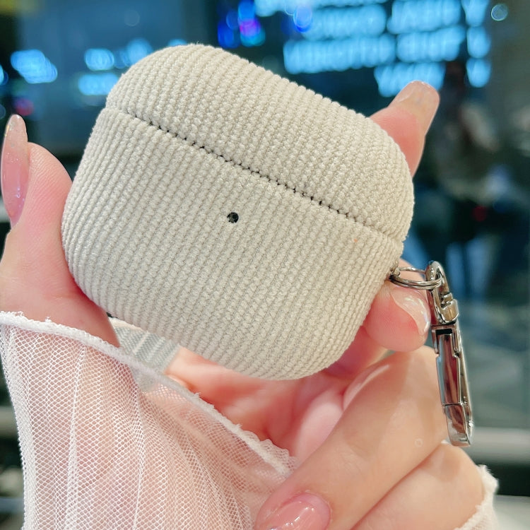 For AirPods 3 Corduroy Cloth Pattern Earphone Protective Case(Beige) - For AirPods 3 by PMC Jewellery | Online Shopping South Africa | PMC Jewellery | Buy Now Pay Later Mobicred