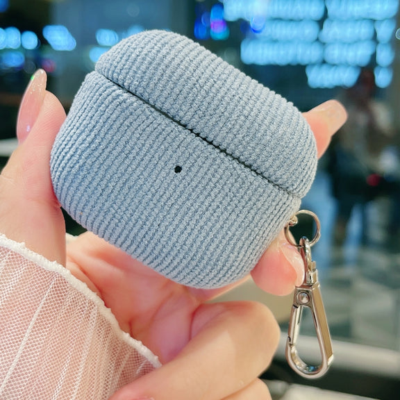 For AirPods 3 Corduroy Cloth Pattern Earphone Protective Case(Sky Blue)