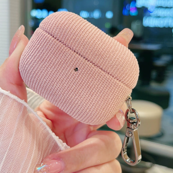 For AirPods Pro 2 Corduroy Cloth Pattern Earphone Protective Case(Pink)