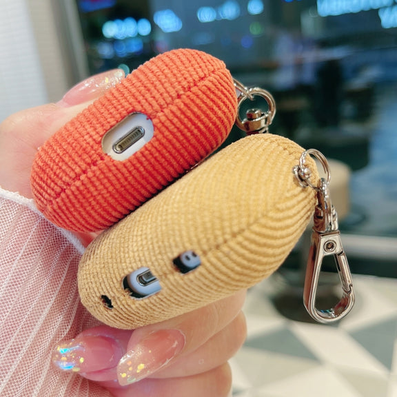 For AirPods Pro 2 Corduroy Cloth Pattern Earphone Protective Case(Beige)