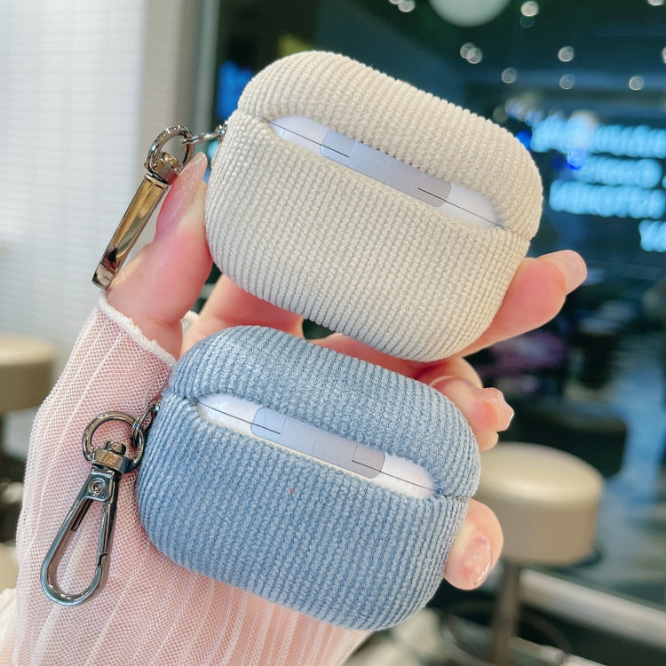 For AirPods Pro 2 Corduroy Cloth Pattern Earphone Protective Case(Khaki)