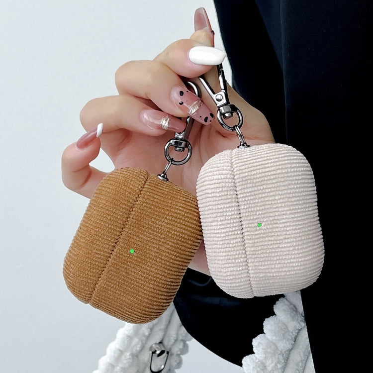 For AirPods Pro 2 Corduroy Cloth Pattern Earphone Protective Case(Beige)