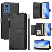 For Motorola Moto G Play 5G 2024 Multi-Card Slots Zipper Wallet Leather Phone Case(Black)