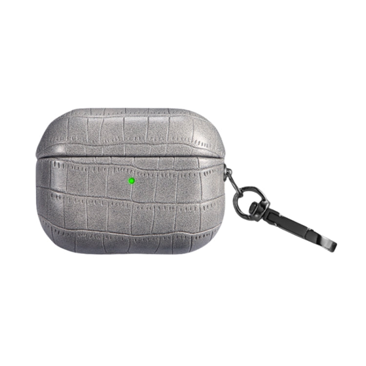 For AirPods Pro 2 Crocodile Texture Earphone Protective Case(Grey) - For AirPods Pro 2 by PMC Jewellery | Online Shopping South Africa | PMC Jewellery | Buy Now Pay Later Mobicred