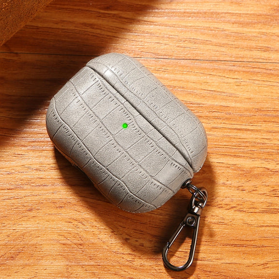 For AirPods Pro 2 Crocodile Texture Earphone Protective Case(Grey)