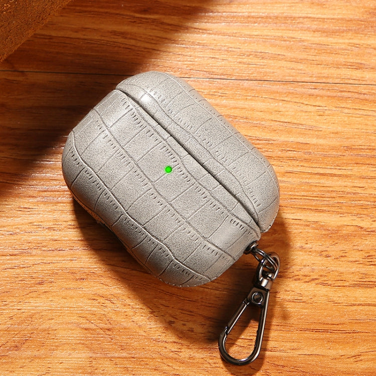For AirPods Pro 2 Crocodile Texture Earphone Protective Case(Grey)